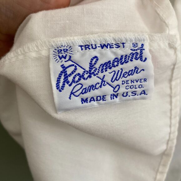 Rockmount Ranch Wear Ruffle Top Blouse Womens Medium White USA Western VTG - Picture 6 of 10